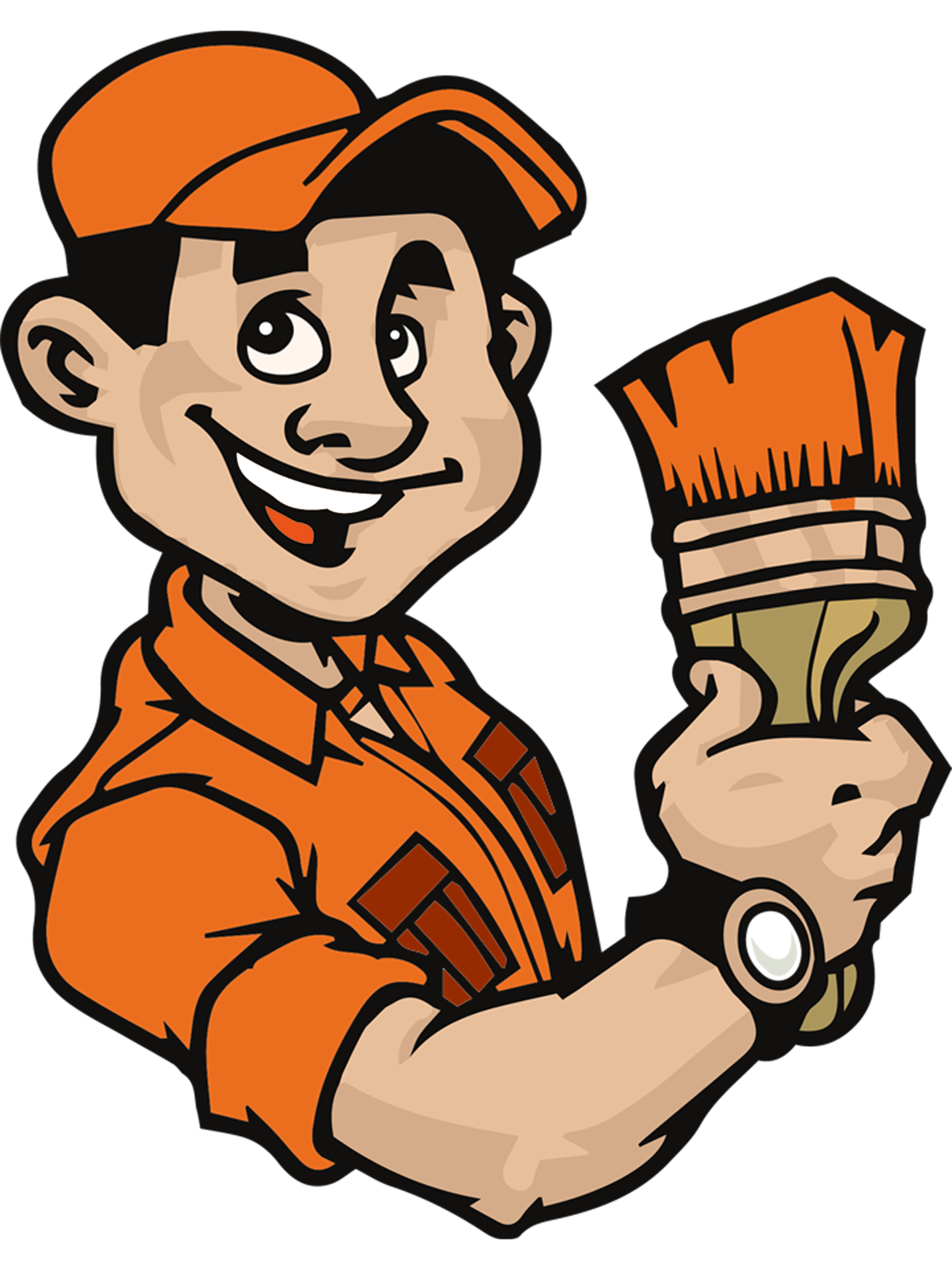 Het vrolijke schildersmannetje van Pals met een oranje kwast